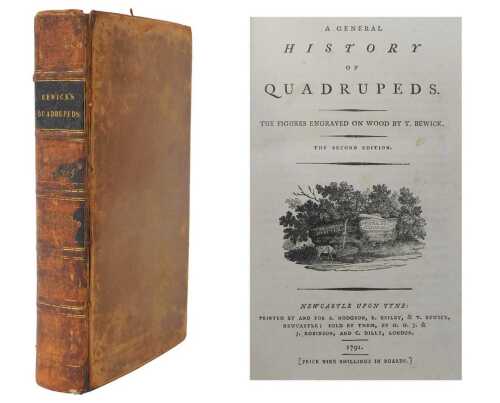 Bewick (Thomas). A General History of Quadrupeds, 2nd Edition, engraved vignettes half calf, 8vo,...