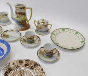A Noritake porcelain part coffee service, comprising coffee pot (lid missing), a twin handled... - 2