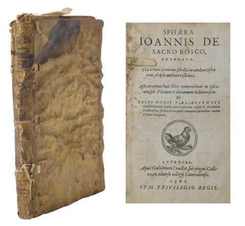 Sacrobosco (Johannes). Sphaera Ioannis de Sacro Bosco Emendata, woodcuts, contemporary limp...