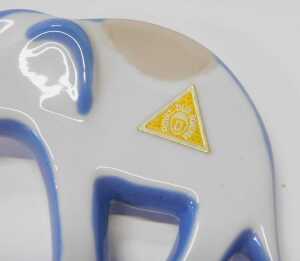 A group of Royal Dux stylised animal figures, in white and blue glaze, to include a cat, 10cm... - 2
