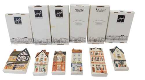 Six Hazle Ceramics flatback buildings, comprising Victorian Post Office, Post Office (x3),...