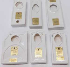 Six Hazle Ceramics flatback buildings, comprising Victorian Post Office, Post Office (x3),... - 3
