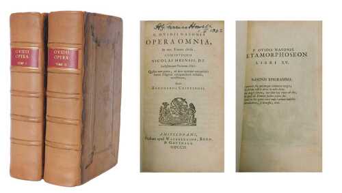 "Ovid" Publius Ovidius Naso, Opera Omnia 2 vol., modern calf, Waesbegios, Boom & Goethals,...
