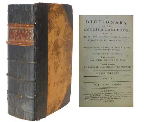 Johnson (Samuel). A Dictionary of the English Language, 2 vol. in 1, third edition, contemporary...
