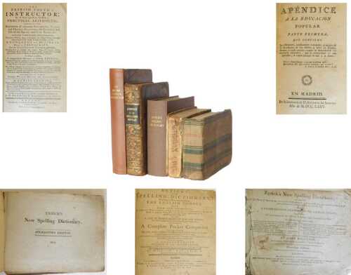 Dictionaries. Entick's New Spelling Dictionary, dated 1806 rebound, 1798 rebound, and 1812,...