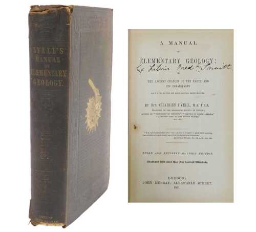 Lyell (Charles, Sir). A Manual of Elementary Geology, publisher's cloth, engraved vignettes, 8vo,...