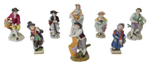 A group of Continental porcelain figures in 18thC dress, to include Sitzendorf and others, the...