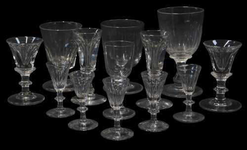A group of 19thC drinking glasses, to include wine glasses, rummer, etc. (a quantity)