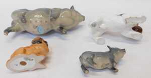 Four Royal Doulton ceramic animal figures, comprising a Vietnamese pot bellied pig, 8cm high,... - 3