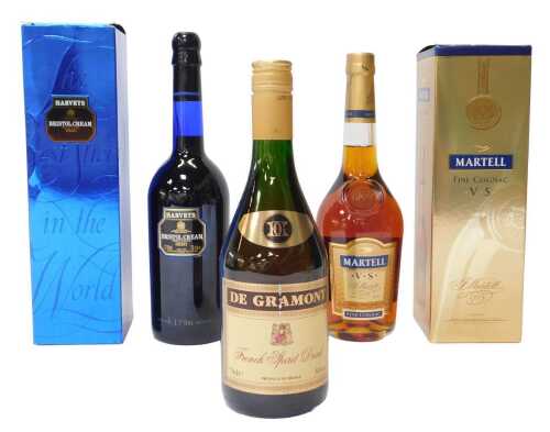 Alcohol, comprising Martell Fine Cognac, Harvey's Bristol Cream, and De Gramont French Spirit...