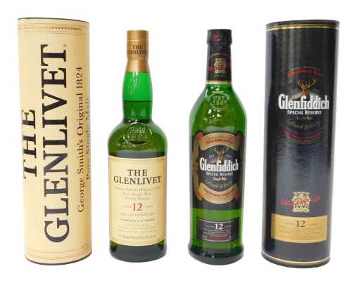 Whisky, comprising Glenfiddich Special Reserve Single Malt, aged 12 years, and The Glenlivet...