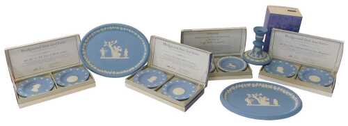 A group of Wedgwood Jasperware, to include a pair of trinket dishes commemorating the 250th...