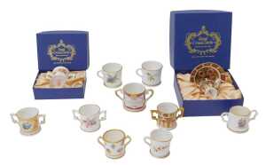 A Royal Crown Derby porcelain Imari pattern miniature teacup and saucer, the teacup 3.5cm high,...