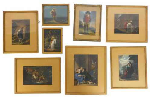 A group of 19thC hand coloured prints, to include after Benjamin Zobel, dogs attacking a stag,...