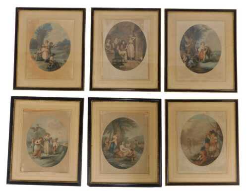 William Nelson Gardner after William Hamilton. Six colour engravings depicting the months of the...