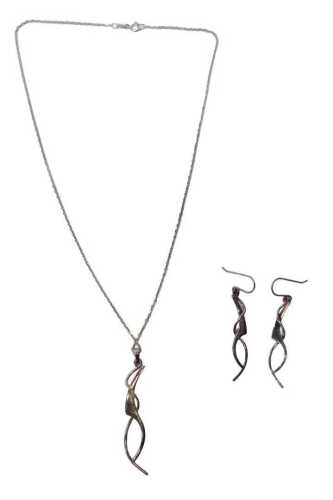 A Kit Heath silver jewellery suite, comprising abstract necklace and earrings, the earrings 4cm...