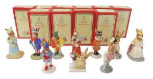 Ten Royal Doulton Bunnykins figures, comprising Morris Dancer Bunnykins DB204, Britannia...