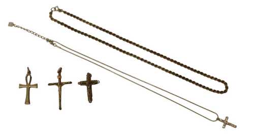 A group of silver and other jewellery, comprising a silver crucifix, 5cm high, a silver rope...