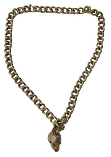 A skull pendant and chain, the skull pendant, with moving mouth, maker CKM, London 1982, on a...
