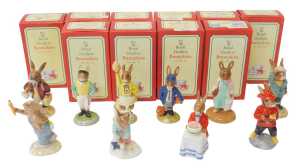 Ten Royal Doulton Bunnykins figures, comprising Shopper Bunnykins DB1233, Jockey Bunnykins DB169,...