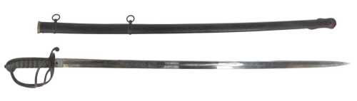 A Victorian 1821 pattern officer's sword, with a Grindley and Co London blade, with a scabbard,...