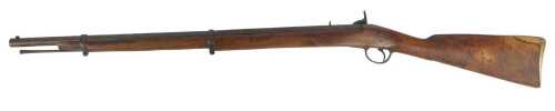 A Victorian military percussion lock musket, with a ramrod, initialled to stock ML108, 117cm long.