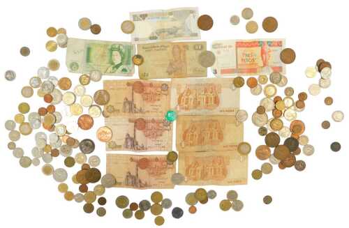 GB pre decimal and world coinage, together with banknotes, etc.