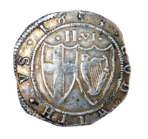 A Commonwealth 1653 silver half crown, 14.6g.