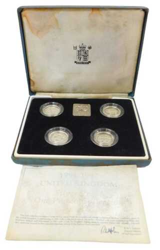 A Royal Mint 1991-1997 United Kingdom silver proof one-pound coin collection, comprising four...
