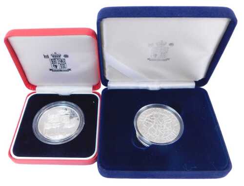 Two Royal Mint silver proof crowns, comprising a 1996 'Her Majesty Queen Elizabeth II 70th...