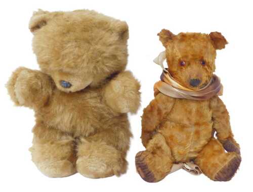 A Real Soft Toys Teddy bear, bearing label, 43cm high, together with an early 20thC jointed...