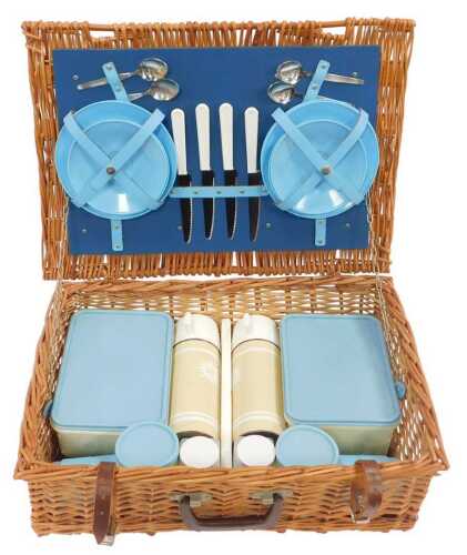A Brexton wicker picnic hamper, with contents, 53cm wide.