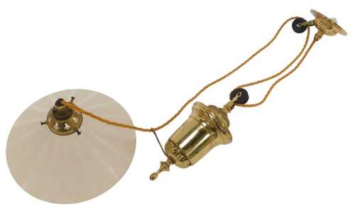 An Edwardian hanging pendant light fitting, with a frosted glass cylindrical shade, 20cm...