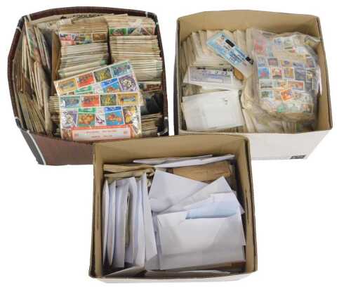 Philately. GB used stamps, together with various world giant stamps presentation packs, world...