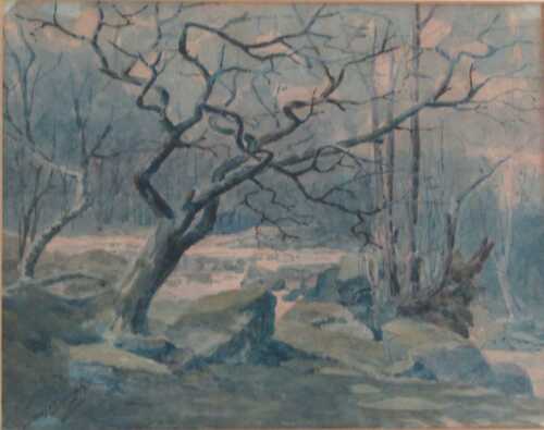 Sam Bough. A woodland scene, watercolour, signed, 28.5cm x 22.5cm.