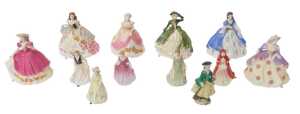 Six Coalport porcelain figures, modelled as Fairest Flowers Poppy, 10cm high, Iris, Holly, May,...