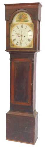 A Victorian mahogany longcase clock by A Kirkwood, Paisley, the painted enamel dial bearing...