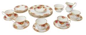 A Royal Albert porcelain Old Country Roses pattern part tea and dinner service, comprising five...