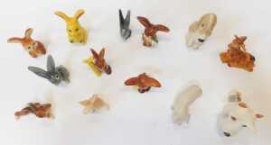 A group of Goebel and other pottery animal figures, to include a yellow glazed rabbit, 10cm high,... - 2