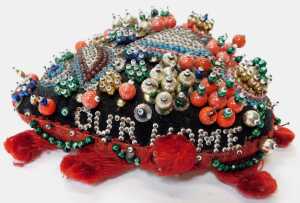 A World War I sweetheart beadwork pin cushion, of heart form, bearing the phrase Success to Our... - 4