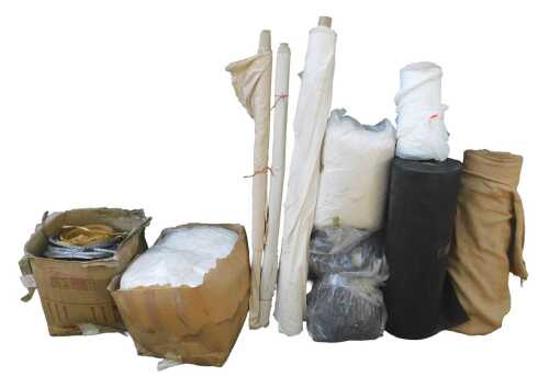 Upholstery-related items, including wadding, base fabric, etc. (a quantity)
