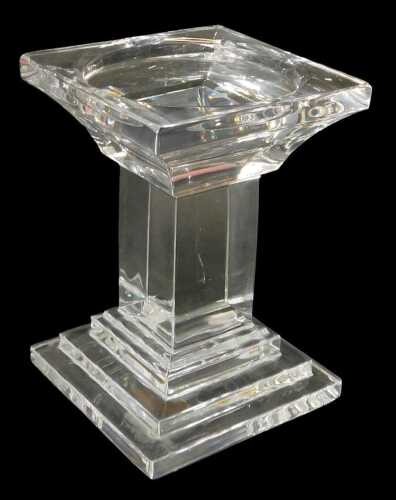 A Waterford art glass Metropolitan pattern candlestick, bearing a label, 13cm high.