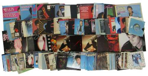 Shakin Stevens LP records, together with 45rpm singles. (a quantity)