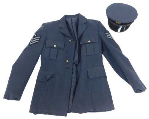 An RAF No.1 Flight Sergeant's dress jacket, together with a cap. (2)