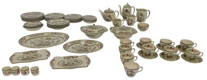 A Johnson Brothers pottery Indian Tree pattern part tea, coffee and dinner service, to include a...
