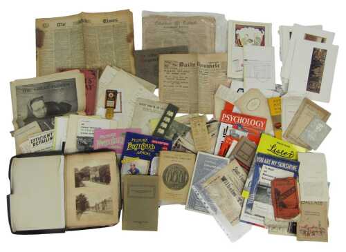 Mixed ephemera, to include an 1803 copy of the Colombia Sentinel, other historic newspapers,...