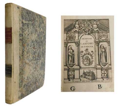 Mancini (Lelio). Relazioni di S. Antonio di Padova, later vellum over patterned boards, small...