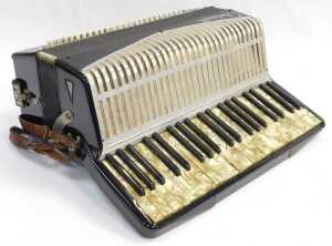 A Crucianelli Italia piano accordion, with one hundred and twenty buttons, in black, with... - 3