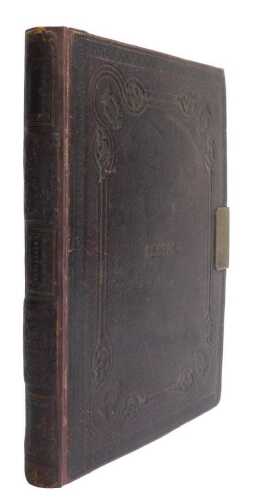 A Victorian lockable leather-bound book, with handwritten sketches, poetry, prose, engravings,...