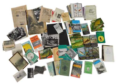General ephemera, to include photographs, books on fishing, Fishing Tackle magazines, and other...